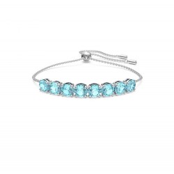 Swarovski Exalta Bracelet Round Cut Blue Rhodium Plated 5643755 L24cm