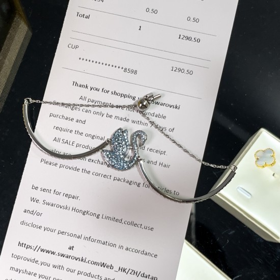 Swarovski Iconic Swan Bangle Swan Blue Rhodium Plated 5660595