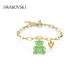 Swarovski Teddy Bracele Bear Green Gold Tone Plated 5642977