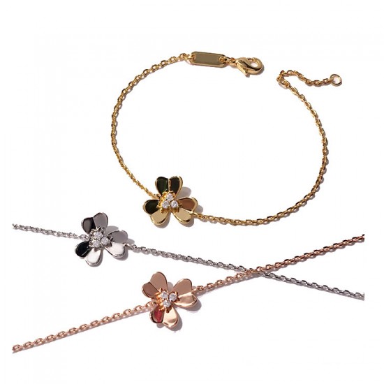 Van Cleef & Arpels Frivole Of Rose Gold With Silver/Gold Bracelets 3 Flowers