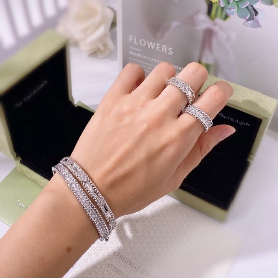 Van Cleef & Arpels Perlee Silver Rose And Gold Bracelets 3 Color