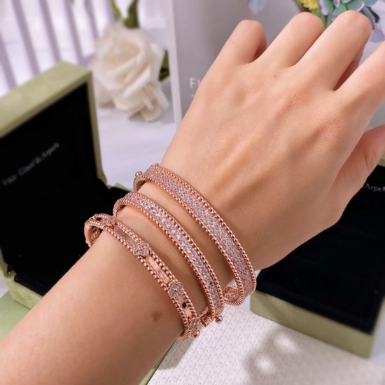 Van Cleef & Arpels Perlee Silver Rose And Gold Bracelets 3 Color