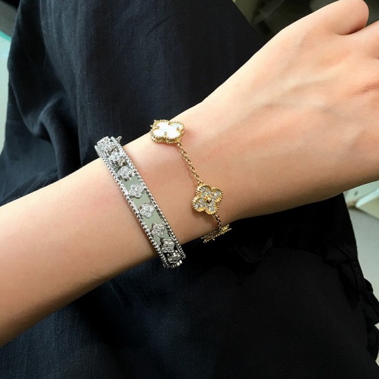 Van Cleef & Arpels Perlee Sweet Clovers Bracelets/Rose Gold And Silver