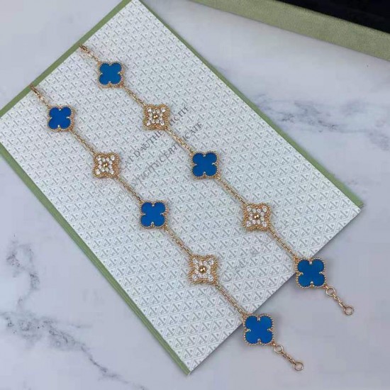 Van Cleef & Arpels Sweet Alhambra Gold And Blue VCA Bracelets 2 Colors