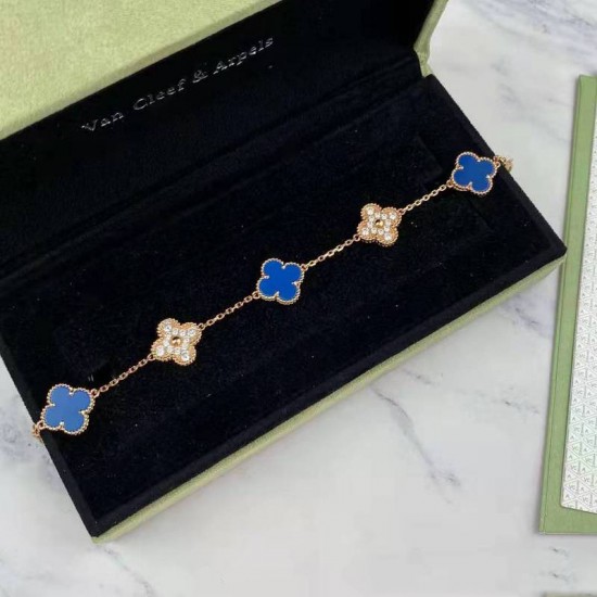 Van Cleef & Arpels Sweet Alhambra Gold And Blue VCA Bracelets 2 Colors