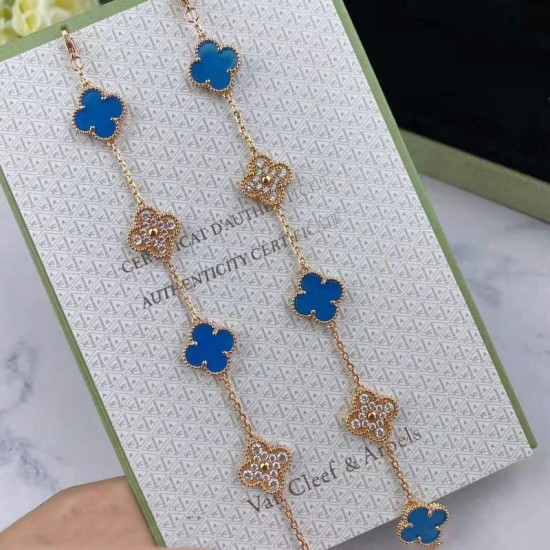 Van Cleef & Arpels Sweet Alhambra Gold And Blue VCA Bracelets 2 Colors