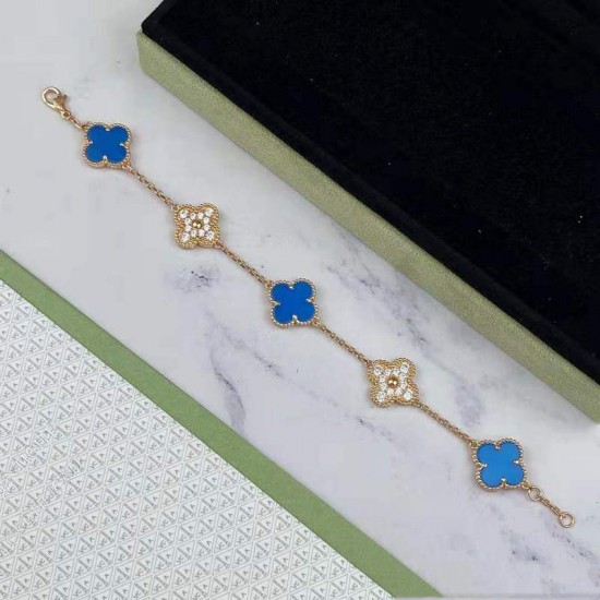 Van Cleef & Arpels Sweet Alhambra Gold And Blue VCA Bracelets 2 Colors