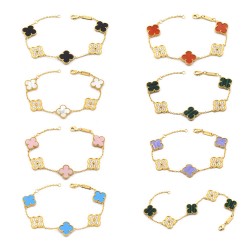 Van Cleef & Arpels Sweet Alhambra Gold Black With Blue/Red VCA Bracelets 7 Colors 