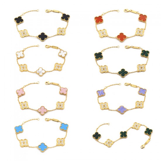 Van Cleef & Arpels Sweet Alhambra Gold Black With Blue/Red VCA Bracelets 7 Colors