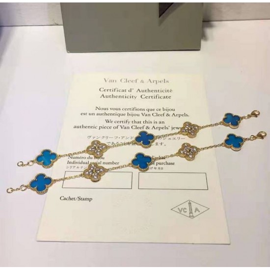 Van Cleef & Arpels Sweet Alhambra Gold/Blue VCA Bracelets 2 Colors