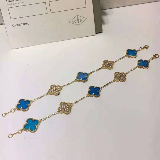 Van Cleef & Arpels Sweet Alhambra Gold/Blue VCA Bracelets 2 Colors