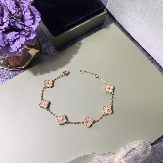 Van Cleef & Arpels Sweet Alhambra Of Gold/Rose Gold And Silver VCA Bracelets 3 Colors