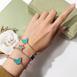 Van Cleef & Arpels Sweet Alhambra Rose Gold/Silver/Gold Blue VCA Bracelets 3 Colors 