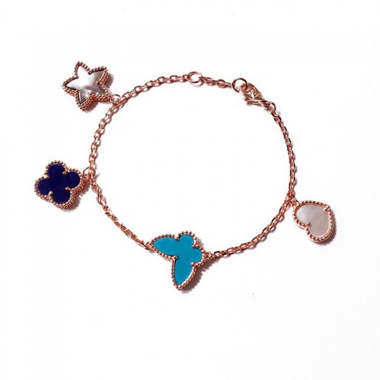 Van Cleef & Arpels Sweet Alhambra Rose Gold/Silver/Gold Blue VCA Bracelets 3 Colors