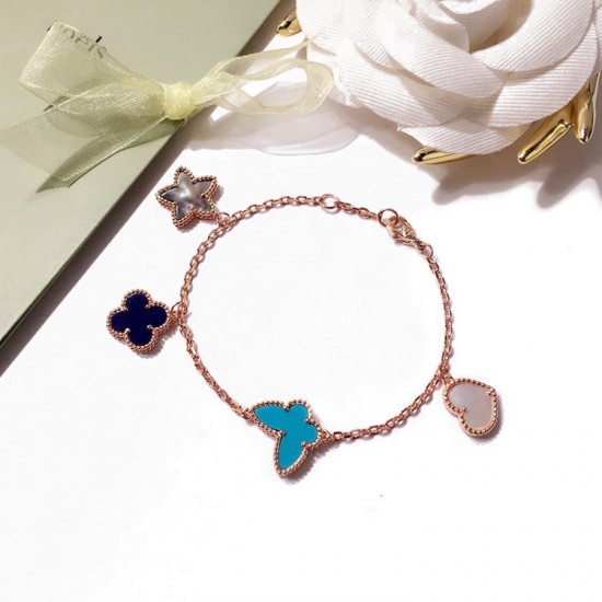 Van Cleef & Arpels Sweet Alhambra Rose Gold/Silver/Gold Blue VCA Bracelets 3 Colors