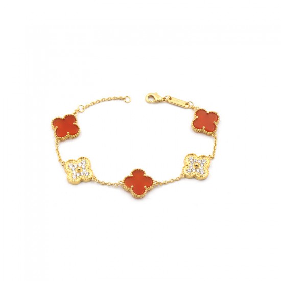 Van Cleef & Arpels Sweet Alhambra Rose Gold With Black/Red VCA Bracelets 7 Colors