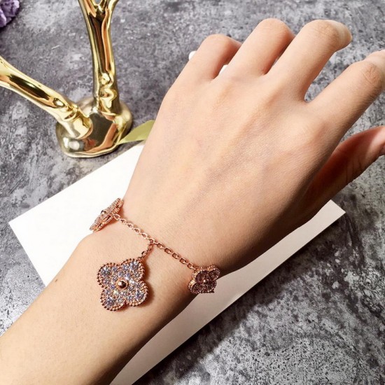 Van Cleef & Arpels Sweet Alhambra Rose Gold With Silver/Gold VCA Bracelets 3 Colors