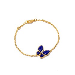 Van Cleef & Arpels Two Butterfly Of Gold/Blue Bracelets 