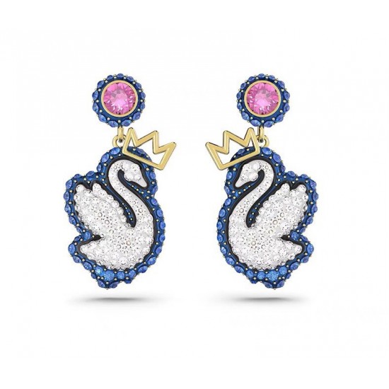 Pop Swan Drop Earrings 5649196 Swan Blue Gold Tone Plated