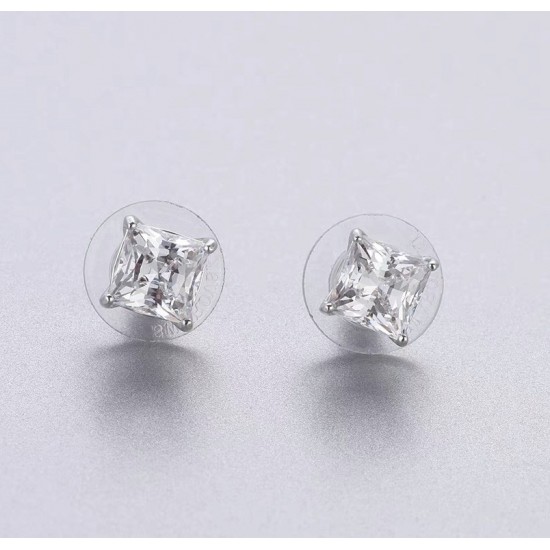 Swarovski Attract Stud Earrings Square Cut White Rhodium Plated 5509936