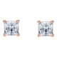 Swarovski Attract Stud Earrings Square Cut White Rose Gold Tone Plated 5509935