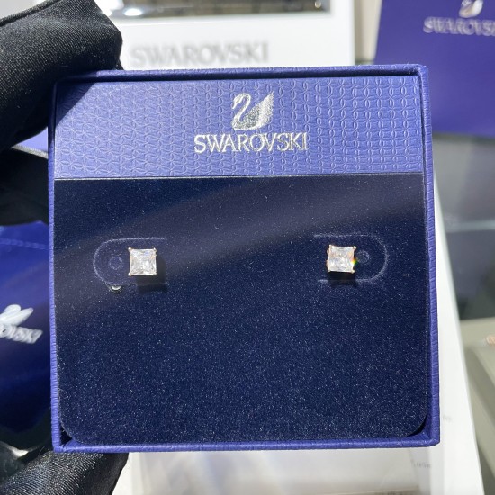 Swarovski Attract Stud Earrings Square Cut White Rose Gold Tone Plated 5509935