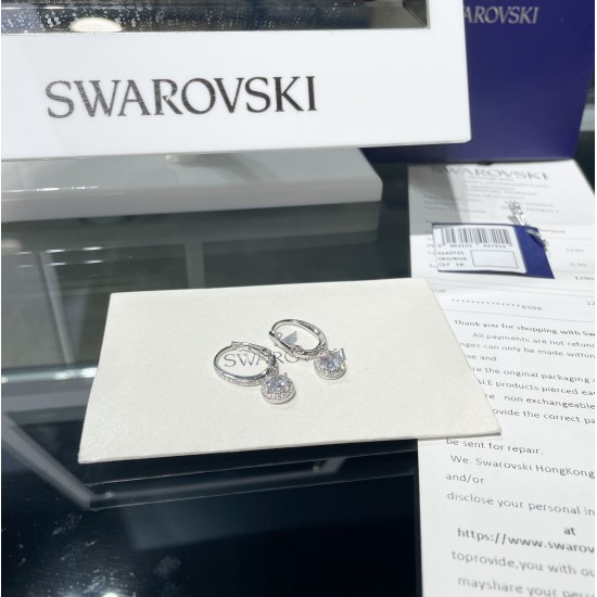 Swarovski Constella Drop Earrings Round Cut White Rhodium Plated 5636270