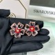 Swarovski Florere Stud Earrings Flower Pink Gold Tone Plated 5650563