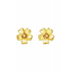 Swarovski Florere Stud Earrings Flower Yellow Gold Tone Plated 5650571