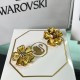 Swarovski Florere Stud Earrings Flower Yellow Gold Tone Plated 5650571