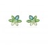 Swarovski Gema Stud Earrings Mixed Cuts Flower Green Gold Tone Plated 5658400