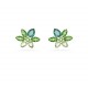 Swarovski Gema Stud Earrings Mixed Cuts Flower Green Gold Tone Plated 5658400