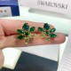 Swarovski Gema Stud Earrings Mixed Cuts Flower Green Gold Tone Plated 5658400