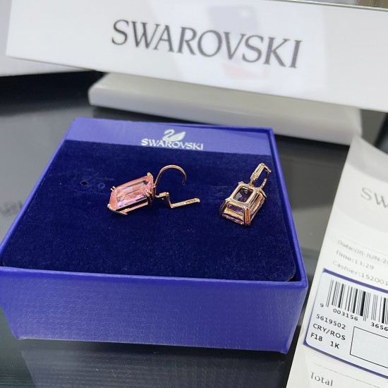 Swarovski Millenia Drop Earrings Octagon Cut Pink Rose Gold Plated 5619502