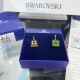 Swarovski Millenia Drop Earrings Square Cut Green Gold Tone Plated 5636564