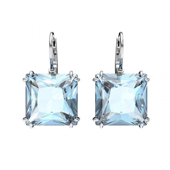 Swarovski Millenia Drop Earrings Square Cut Ltblue Silver Tone Plated 5619472