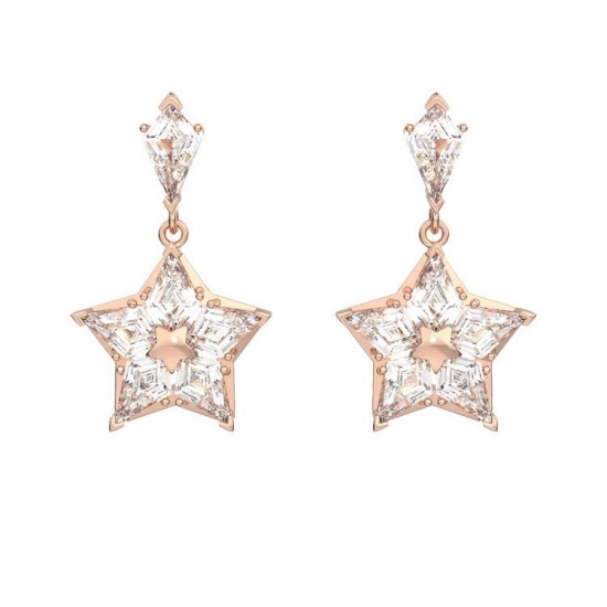 Swarovski Stella Drop Earrings Kite Cut Star White Rose Gold Tone Plated 5645466