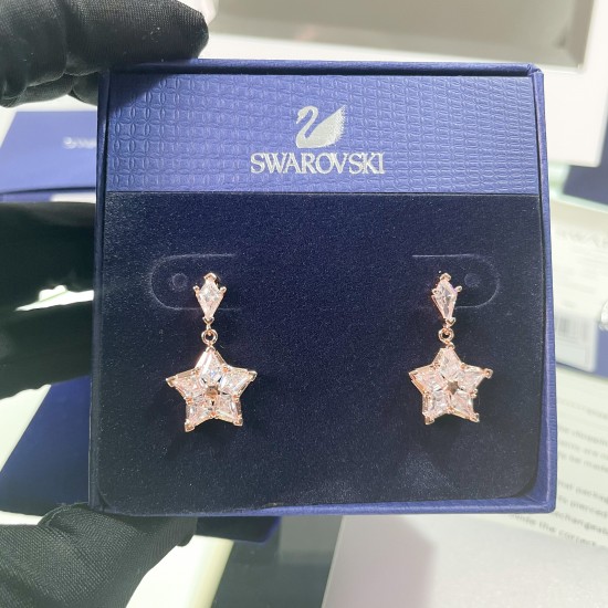 Swarovski Stella Drop Earrings Kite Cut Star White Rose Gold Tone Plated 5645466