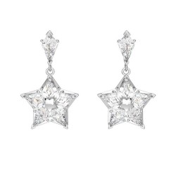 Swarovski Stella Drop Earrings Kite Cut Star White Silver Phodium Plated 5652002