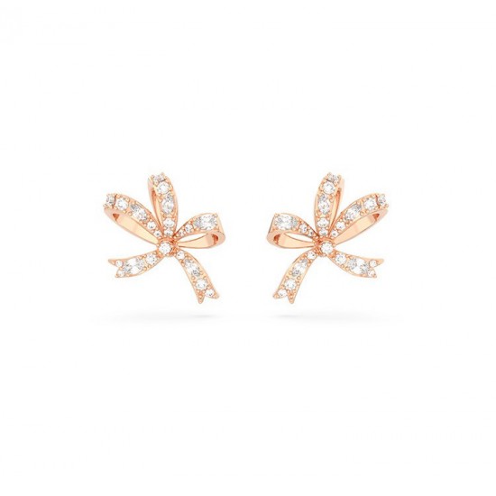 Swarovski Volta Stud Earrings Bow White Rose Gold Tone Plated 5647572