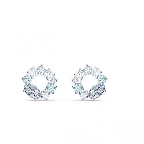 Swarovski Attract Pierced Circle Earrings White