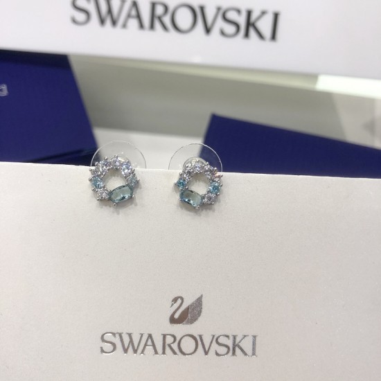 Swarovski Attract Pierced Circle Earrings White