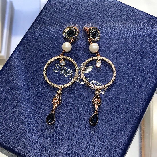 Swarovski Evil Eye Symbolic Hoop Pierced Earrings