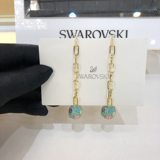 Swarovski Flower of Fortune Earrings Gold Gourd Bottle