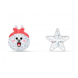 Swarovski Line Friends Healthy Stud Pierced Earrings White