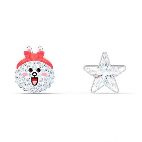 Swarovski Line Friends Healthy Stud Pierced Earrings White