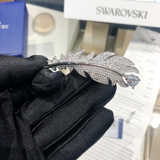 Swarovski Nice Brooch Rhodium Plated White