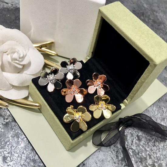 Van Cleef & Arpels Frivole Carrings Rose Gold VCA Earrings Silver 3 Colors