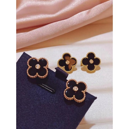 Van Cleef & Arpels Sweet Alhambra Gold Black Earrings