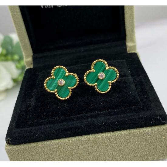 Van Cleef & Arpels Sweet Alhambra Gold Green VCA Earrings